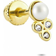 Glorria Altın Inci Üç Taş Helix Piercing