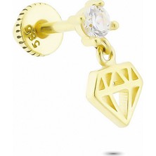 Glorria Altın Taşlı Elmas Helix Piercing