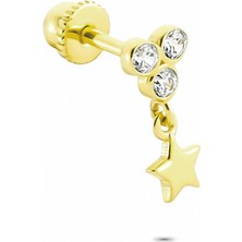 Glorria Altın Sallantı Üç Taş Helix Piercing