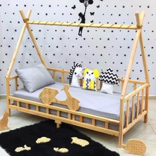 Motosikletli Montessori Yatak Doğal Çam Ağacı Çocuk Karyola