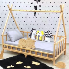 MiniWood Ayıcıklı Montessori Yatak Ahşap Çocuk ve Bebek Karyola