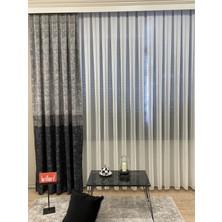 Brillant Keten Zemin Modern Çizgili Desen 1/2,50 Pile Fon Perde