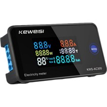 Fenteer 1 Parça Ekran Ölçer Voltmetre Ampermetre Watt Zamanlama Test Cihazı Kullanım Monitörü AC300-100A Kapalı (Yurt Dışından)