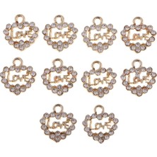 Basto Güzel 10PCS Kristal Diamante Rhinestone Aşk Kalp Takılar Kolyeler Hediyeler (Yurt Dışından)