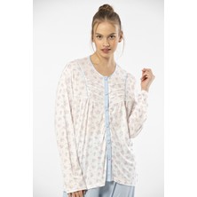 Türen 3367 Kadın Büyük Beden Uzun Kollu Pijama Takım-Mavi