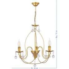 Özpolat Aydınlatma Kale 3 Lü Lüx Taşlı Avize (Gold)