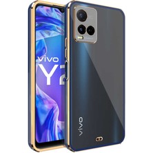 Case 4U Vivo Y21S Kılıf Kamera Korumalı Pastel Renk Voit Clear Kapak Lacivert