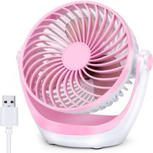 Chronus Masa Fanı Güçlü Hava Akışı ile Küçük Masa Fanı Ultra Sessiz Taşınabilir Fan Hızı Ayarlanabilir Kafa 360 ° Dönebilen Mini Kişisel Fan (Pembe) (Yurt Dışından)