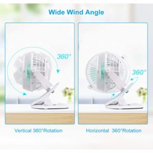 Chronus Mini USB Klip ve Masa Kişisel Fan, Sessiz Çalışma, Masa Fanları, Mini Fan, Masa Fanı,4 Inç 2 Hızlı Taşınabilir Soğutma Fanı, 360° Fan(Beyaz) (Yurt Dışından)