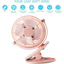 Chronus Mini USB Klip ve Masa Kişisel Fanı, Sessiz Çalışma, Masa Fanı, Mini Fan, Masa Fanı,4 Inç 2 Hızlı Taşınabilir Soğutma Fanı, 360° Fan(Pembe) (Yurt Dışından)