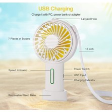 Chronus El Fanı, Mini El Fanı Kişisel Taşınabilir Fan 3 Hız Ayarlanabilir Açı Çıkarılabilir Taban Ipi USB Şarjlı (Beyaz) (Yurt Dışından)