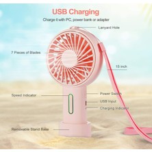 Chronus El Fanı, Mini El Fanı Kişisel Taşınabilir Fan 3 Hız Ayarlanabilir Açı Çıkarılabilir Taban Ipi USB Şarjlı (Pembe) (Yurt Dışından)