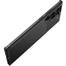 Case 4U S22 Ultra Uyumlu Kılıf Rugged Armor Karbon Desenli Lüx Negro Silikon Arka KapakLacivert