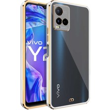 Case 4U Vivo Y21S Kılıf Kamera Korumalı Pastel Renk Voit Clear Kapak Beyaz