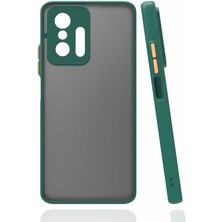 Case 4U Xiaomi Mi 11T Pro 5G Kılıf Kılıf Kamera Korumalı Mat Renkli Buzlu Hux Silikon Koyu Yeşil