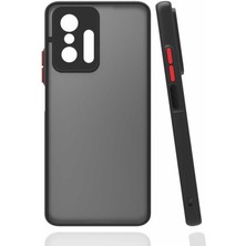 Case 4U Xiaomi Mi 11T 5G Kılıf Kılıf Kamera Korumalı Mat Renkli Buzlu Hux Silikon Siyah