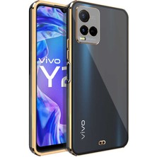 Case 4U Vivo Y33S Kılıf Kamera Korumalı Pastel Renk Voit Clear Kapak Siyah