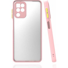 Case 4U Samsung Galaxy M22 Uyumlu Kılıf Kamera Korumalı Mat Renkli Buzlu Hux Silikon Pembe