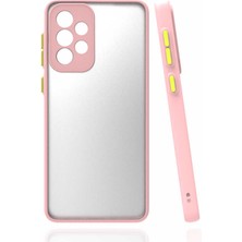 Case 4U Samsung Galaxy A72 Uyumlu Kılıf Kamera Korumalı Mat Renkli Buzlu Hux Silikon Pembe