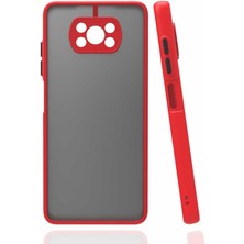 Case 4U Xiaomi Poco X3 / Poco X3 Pro Kılıf Kamera Korumalı Mat Renkli Buzlu Hux Silikon Kırmızı