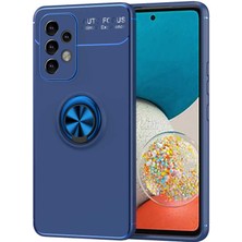 Case 4U Samsung Galaxy A33 5G Uyumlu Kılıf Mıktanıslı Autofocus Shockprof Ravel Yüzüklü Standlı Slikon Kapak Mavi