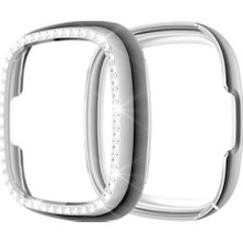 ZHKJ Shop For Fitbit Versa 3 / Versa Sense Single Row Plating Diamonds Pc Protective Case (Silver) (Yurt Dışından)
