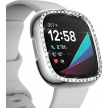 ZHKJ Shop For Fitbit Versa 3 / Versa Sense Single Row Plating Diamonds Pc Protective Case (Silver) (Yurt Dışından)