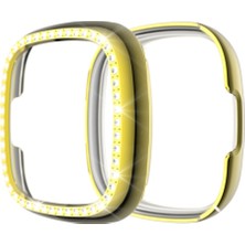 ZHKJ Shop For Fitbit Versa 3 / Versa Sense Single Row Plating Diamonds Pc Protective Case (Golden) (Yurt Dışından)