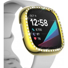 ZHKJ Shop For Fitbit Versa 3 / Versa Sense Single Row Plating Diamonds Pc Protective Case (Golden) (Yurt Dışından)