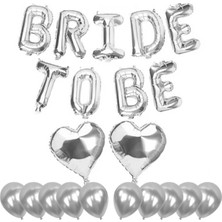 Bal10 Dünyası Bride To Be Folyo Balon Gümüş Bekarlığa Veda Balon Seti