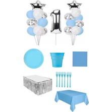 Bal10 Dünyası Mavi Renk 1 Yaş Doğum Günü  Seti