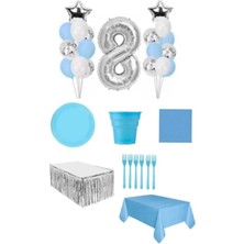 Bal10 Dünyası Mavi Renk 8 Yaş Doğum Günü  Seti