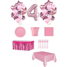 Bal10 Dünyası Pembe Renk 4 Yaş Doğum Günü Seti