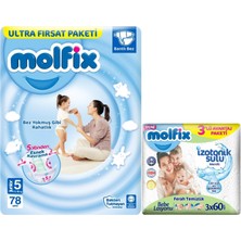 Molfix Bebek Bezi Beden:5 (11-18KG) Junior 78 Adet Ultra Fırsat Pk+3 Adet Islak Mendil