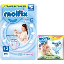 Molfix Bebek Bezi Beden:3 (4-9kg) Midi 112 Adet Ultra Fırsat Pk+3 Adet Islak Mendil