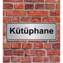 Hediyelikevi Gümüş Renk 10 x 20 cm Kütüphane Yazılı Metal Yönlendirme Levhası