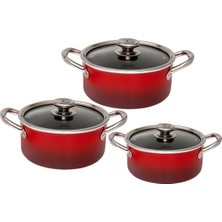 Jumbo Rainbow Red 6 Parça Midi Tencere Set