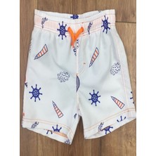 Podium Giyim Deniz Feneri Desenli Hemen Kuruyan Erkek Çocuk Bebek Şort Mayo , Çocuk Deniz Şortu