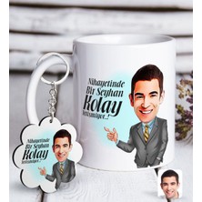 BK Kişiye Özel Erkek Kolay Yetişmiyor Karikatürlü Beyaz Kupa ve Anahtarlık Hediye Seti-2