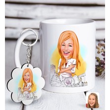 BK Kişiye Özel Bayan Mimar Karikatürlü Beyaz Kupa ve Anahtarlık Hediye Seti-1