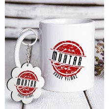 BK Kişiye Özel Mesleki Muhtar Beyaz Kupa ve Anahtarlık Hediye Seti-1