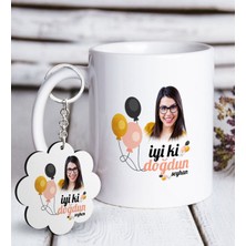 BK Kişiye Özel Fotoğraflı Doğum Günü Beyaz Kupa ve Anahtarlık Hediye Seti-11