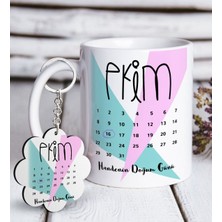 BK Kişiye Özel Tarihli Doğum Günü Beyaz Kupa ve Anahtarlık Hediye Seti-3