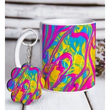 BK Kişiye Özel Rengarenk Beyaz Kupa ve Anahtarlık Hediye Seti-2