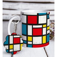 BK Kişiye Özel Mondrian Beyaz Kupa ve Anahtarlık Hediye Seti-1