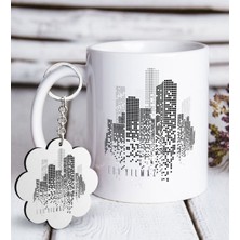 BK Kişiye Özel City Beyaz Kupa ve Anahtarlık Hediye Seti