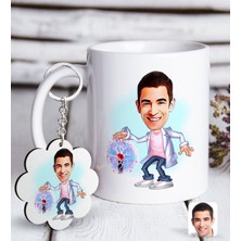 BK Kişiye Özel Erkek Elektrik Mühendisi Karikatürlü Beyaz Kupa ve Anahtarlık Hediye Seti-1