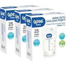 Wee Baby Anne Sütü Saklama Poşeti 200 ml 25'li * 3 Paket