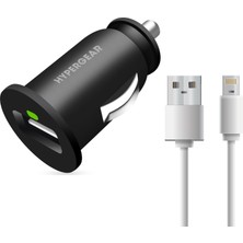 Hypergear 2.1A 2x Hızlı Araç Şarj Aleti Set Apple iPhone Uyumlu Lightning Kablo Siyah