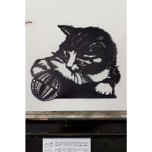 Gowpenart Dizayn Top Oynayan Kedi Ev&ofis Metal Duvar Tablosu